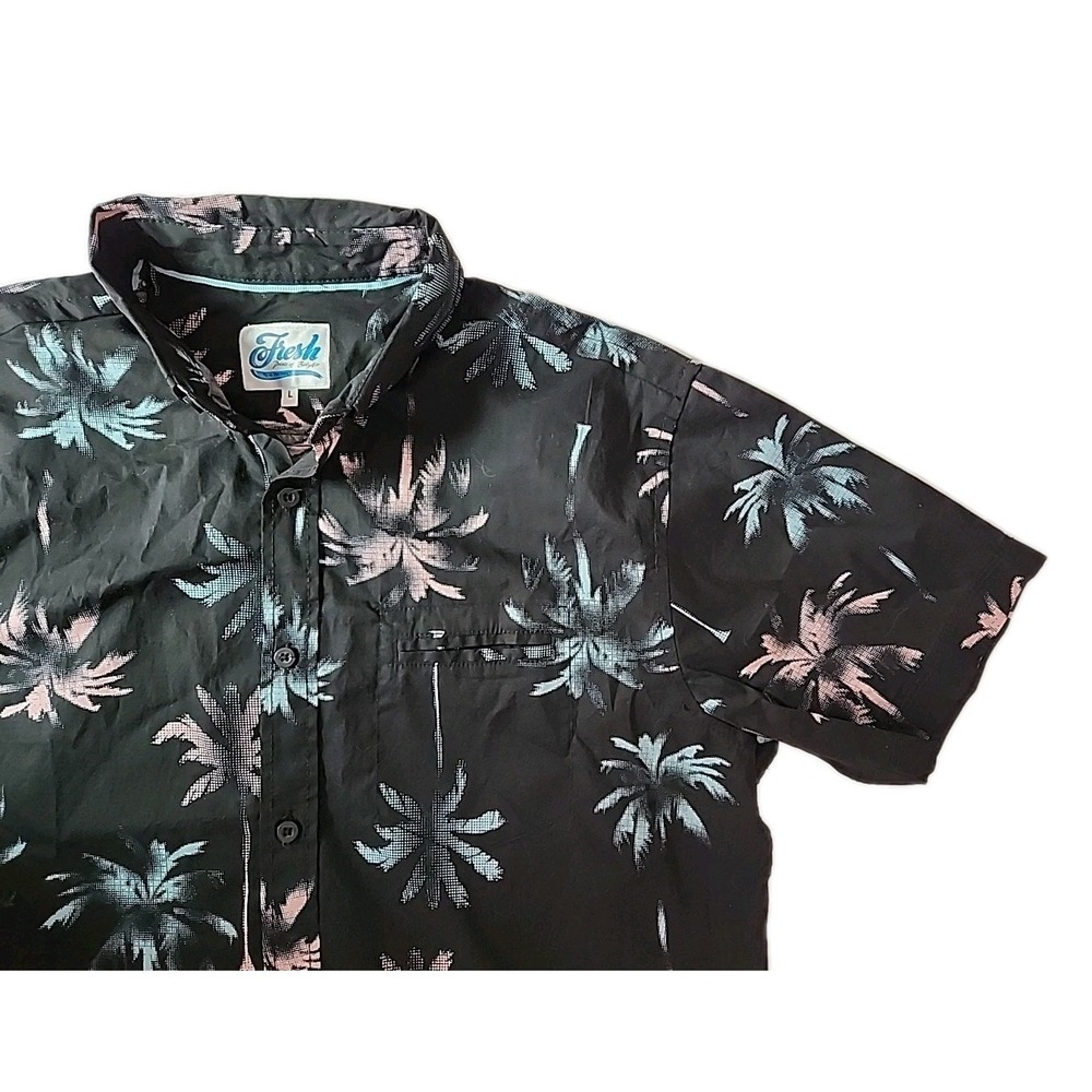 New Fresh Prints of Bel-Air Men's Large Black Hawaiian Print Camp S/S Shirt NWT